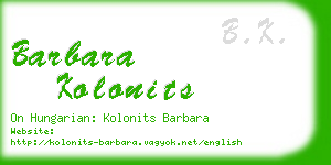 barbara kolonits business card